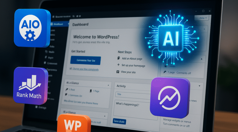 AI tools for WordPress optimization visualized through a plugin-enhanced dashboard