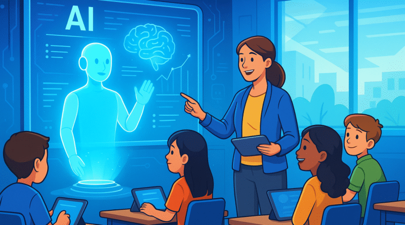 AI in education transforming modern classrooms with digital assistants and smart boards